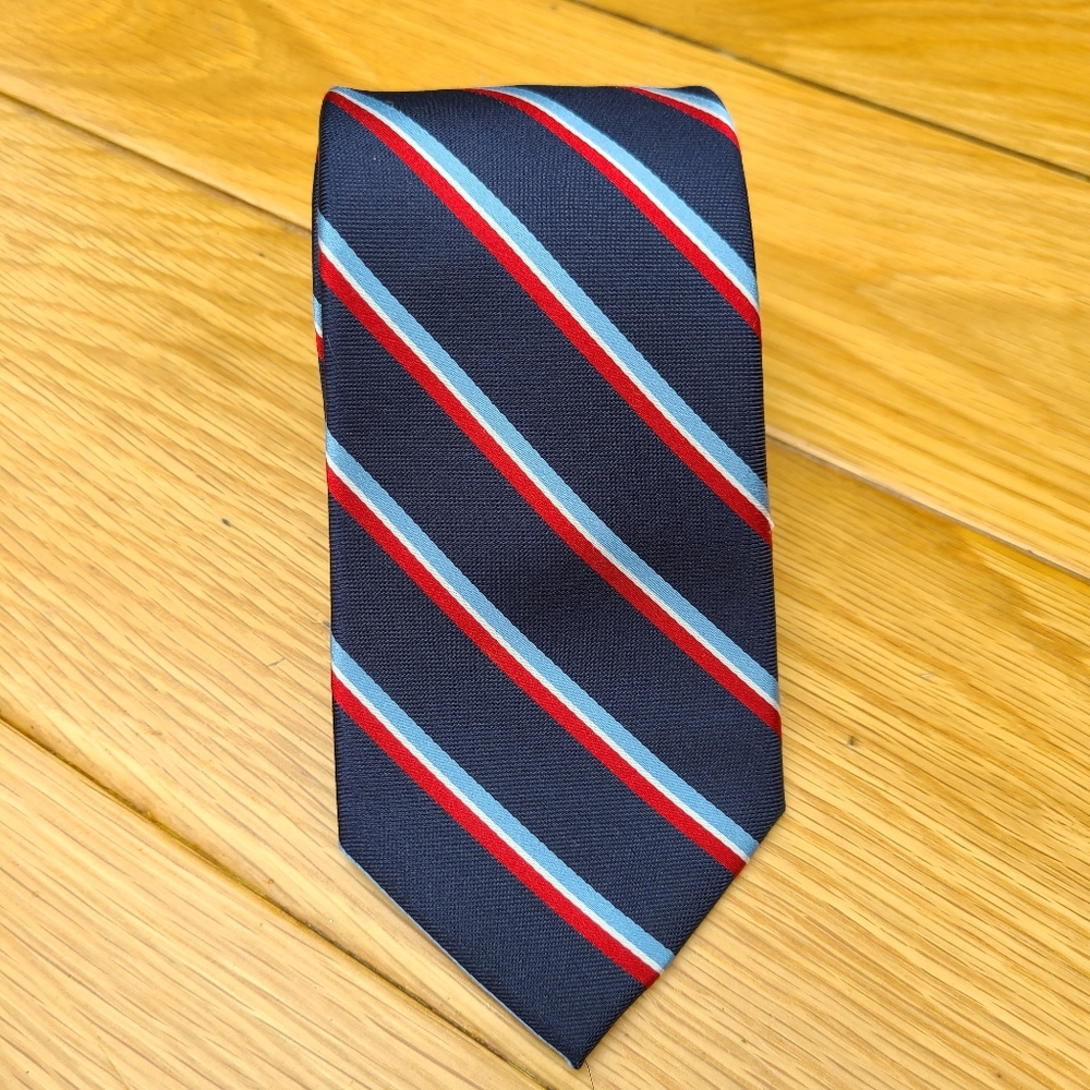 Tommy Hilfiger Navy Red Striped Skinny Silk Tie